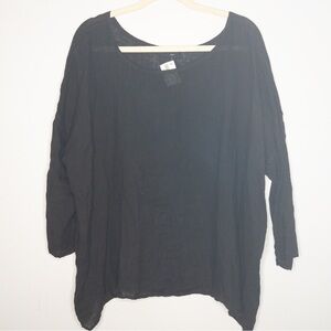 CP Shades Black Linen Dolman Sleeve Blouse